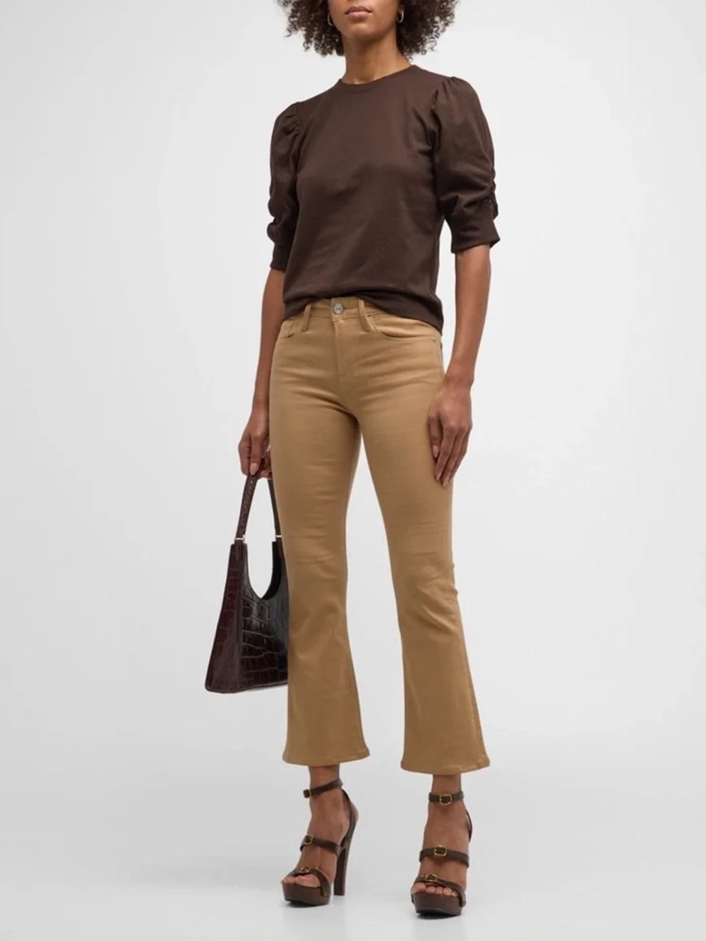 Frame Le Crop Mini Boot Light Camel Coated Tan Jeans Size 30